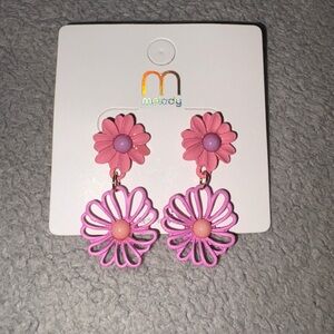 Pink and Purple Flower Earrings